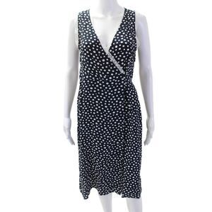 Rouje, Women, Wrap Dress Dark Blue Polka Dot Viscose Sleeveless Size 2